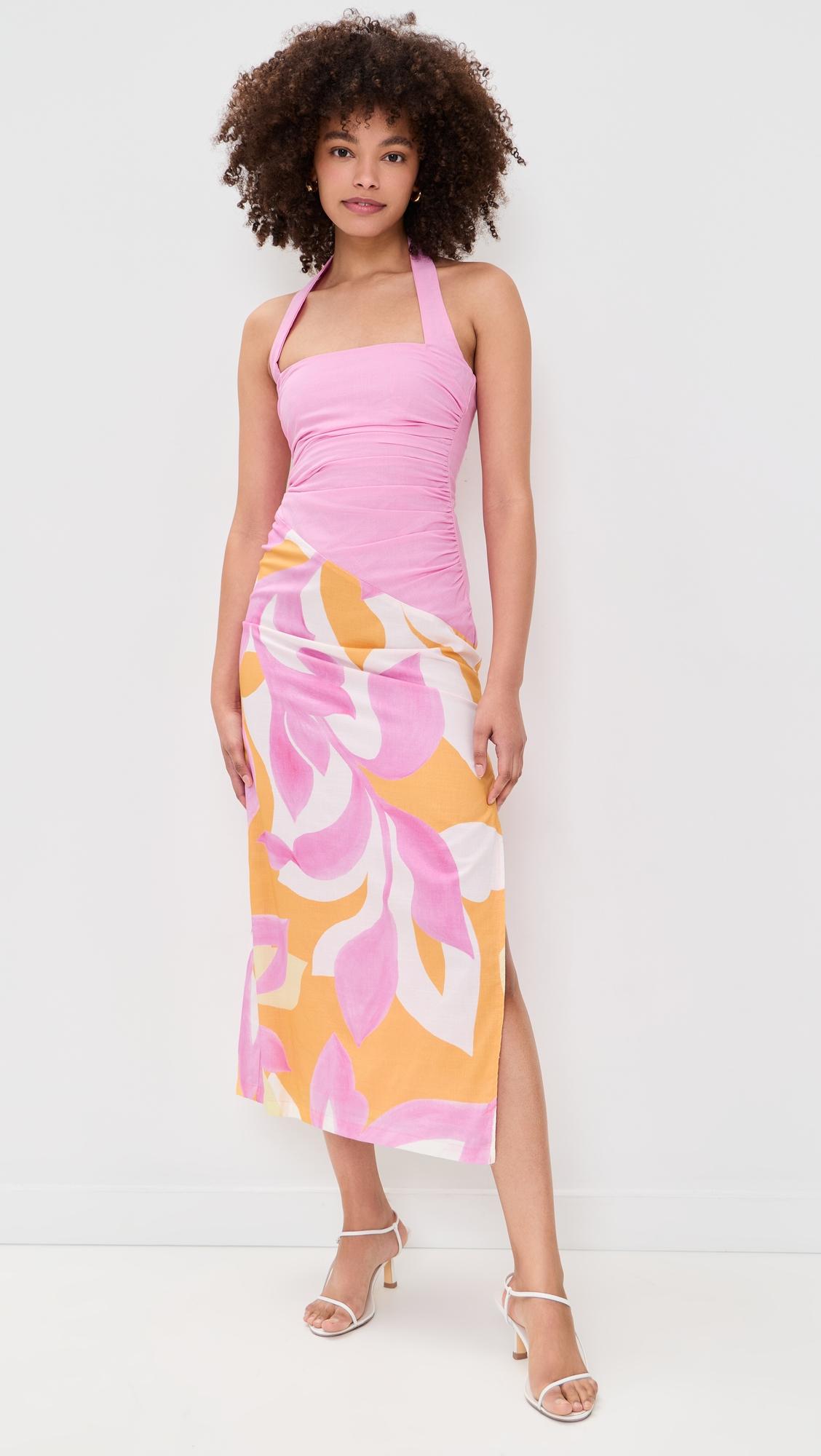 Evie Halter Ruched Midi Dress by SEVEN WONDERS