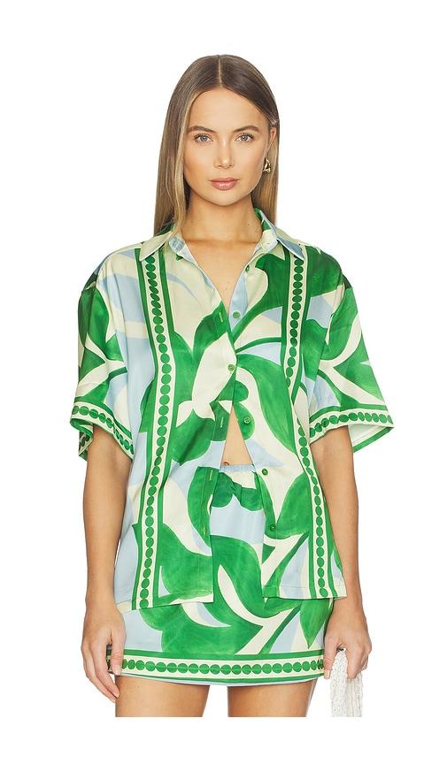 SEVEN WONDERS Alara Short Sleeve Shirt in Green, Baby Blue by SEVEN WONDERS