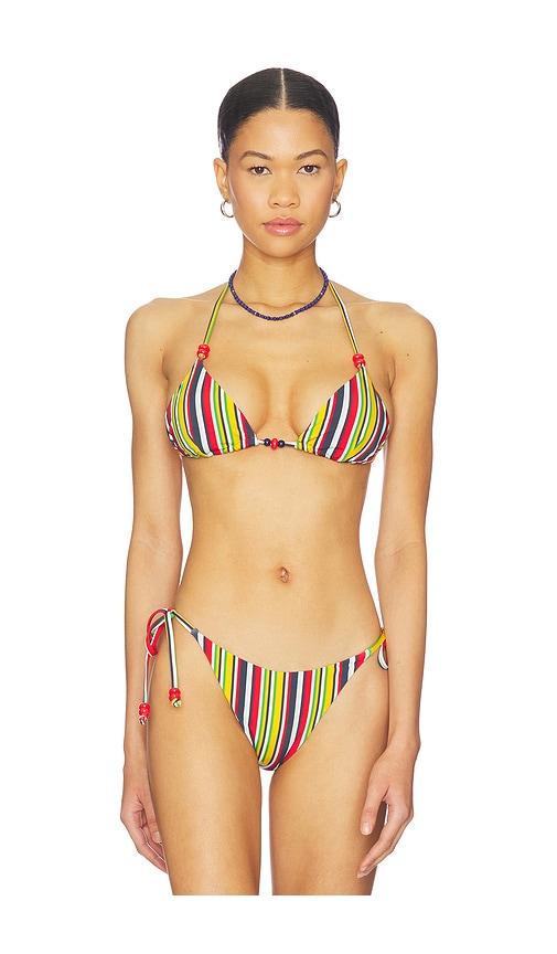 SEVEN WONDERS Amoree Triangle Bikini Top in Red,Black by SEVEN WONDERS