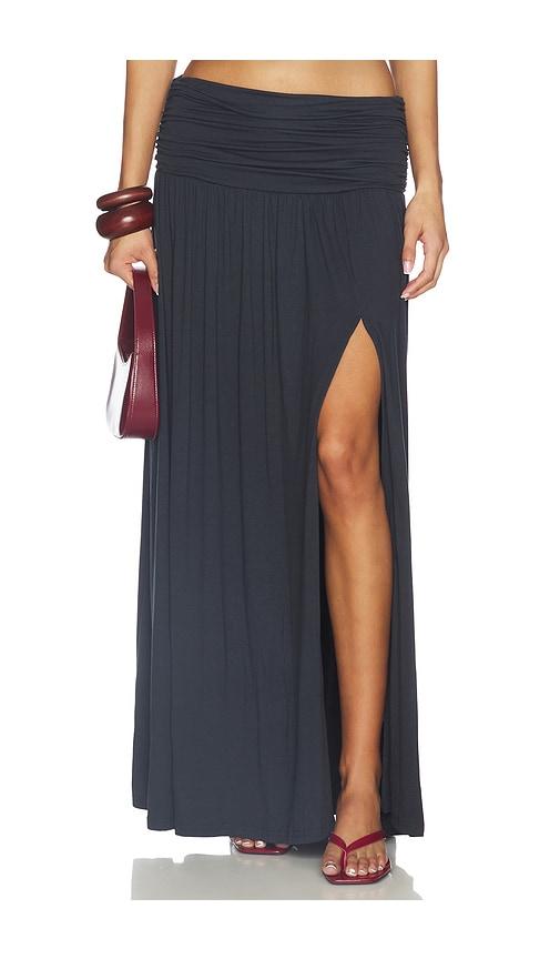 SEVEN WONDERS Avanni Ruched Low Waist Maxi Skirt in Navy by SEVEN WONDERS