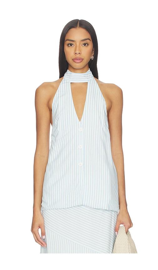 SEVEN WONDERS Dania Halter Vest Top in Blue,White by SEVEN WONDERS