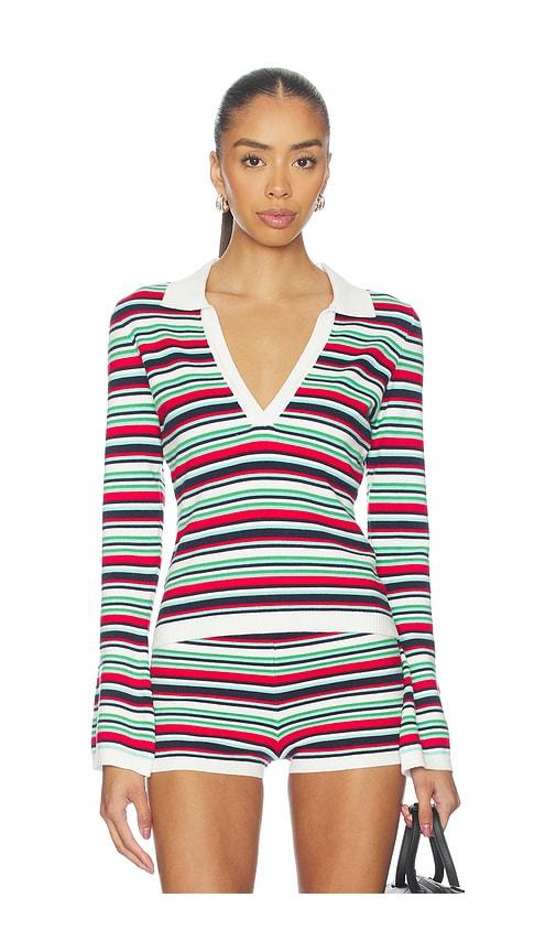 SEVEN WONDERS Xyla Collared Long Sleeve Knit Top in Green by SEVEN WONDERS