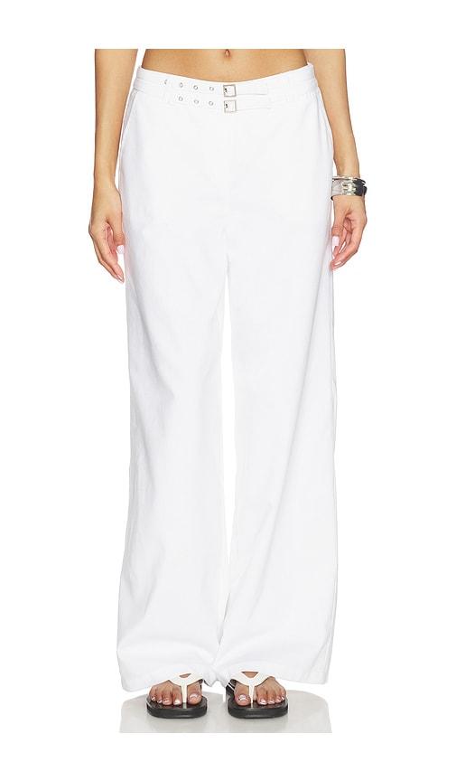 SEVEN WONDERS Zaylee Buckle Wide Leg Pant in White by SEVEN WONDERS