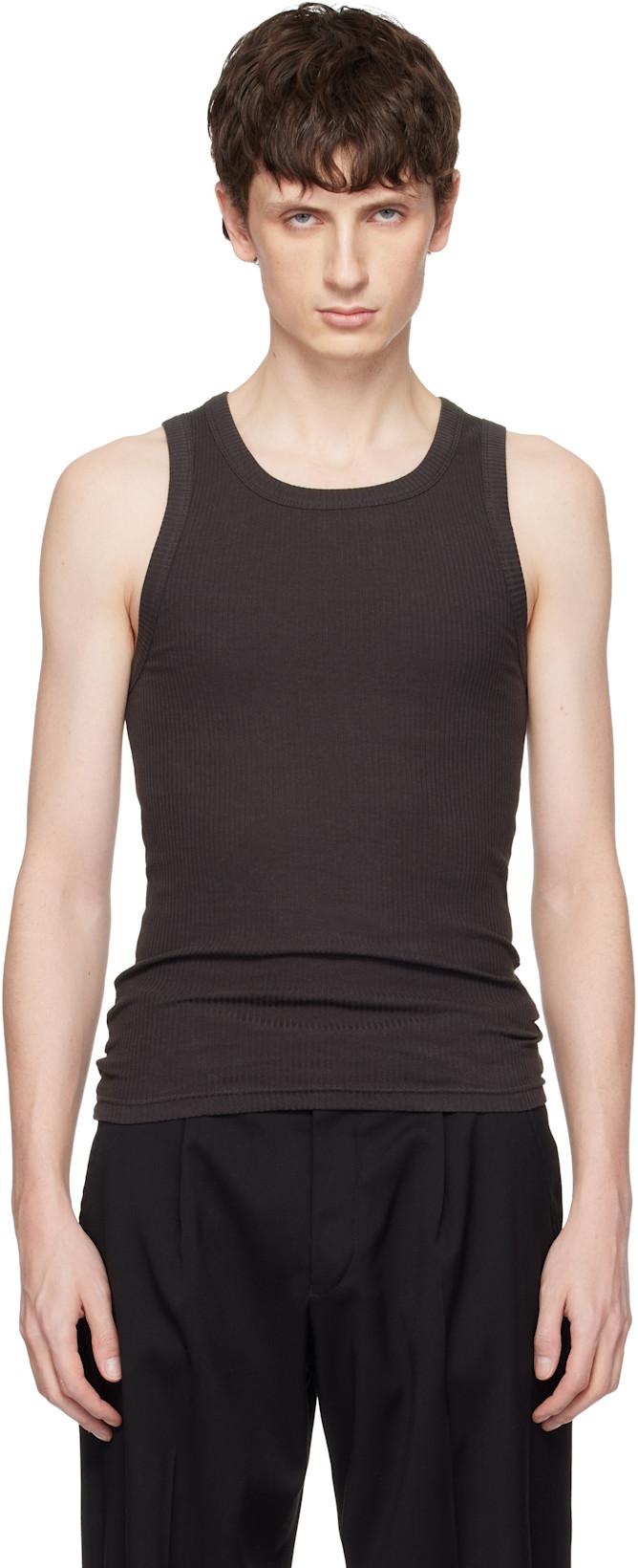 Black Base Rib Tank Top by SEVENTH
