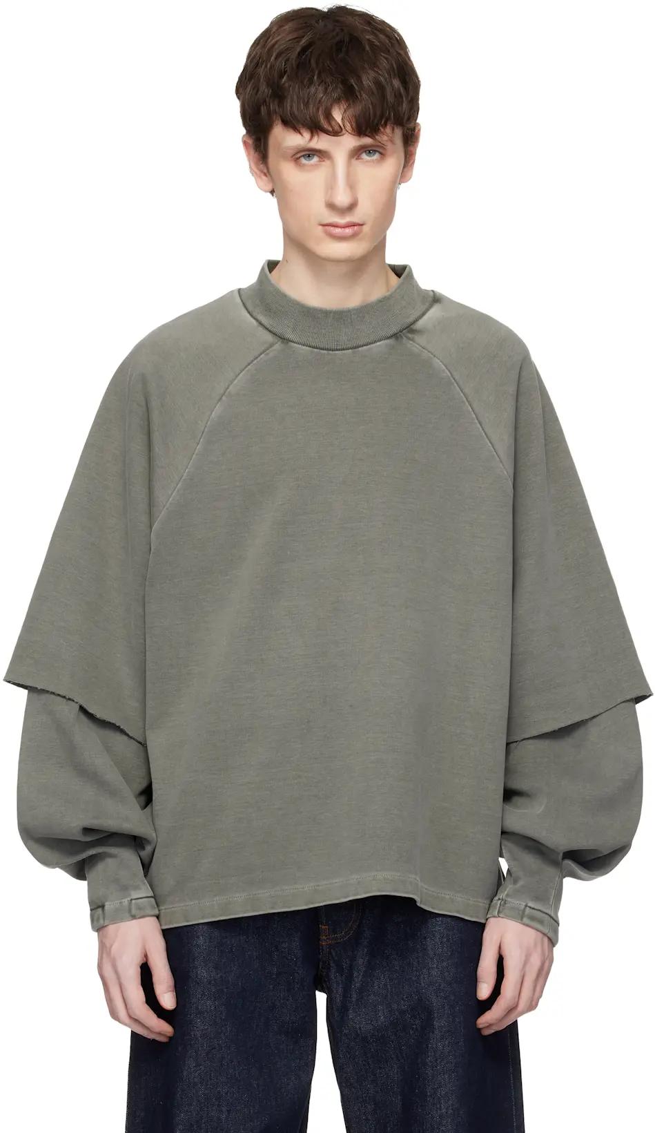 Gray Raglan Layered Longsleeve T-shirt by SEVENTH