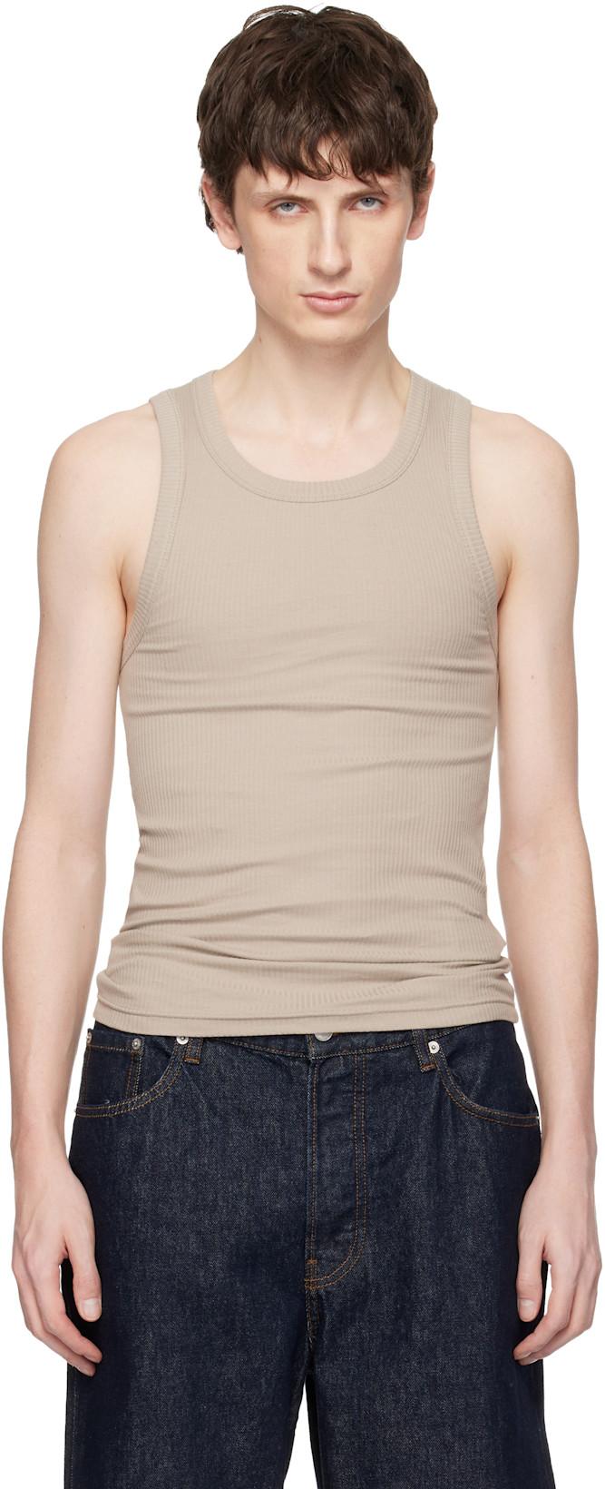 Taupe Base Rib Tank Top by SEVENTH