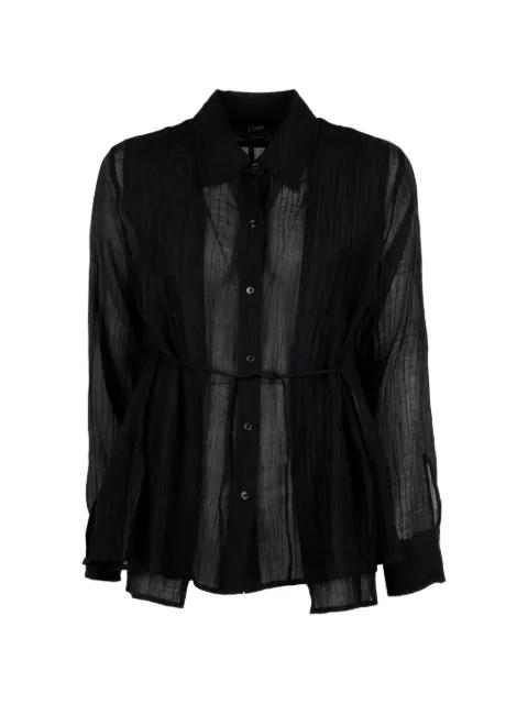 crinkled-finish belted shirt by SEVENTY