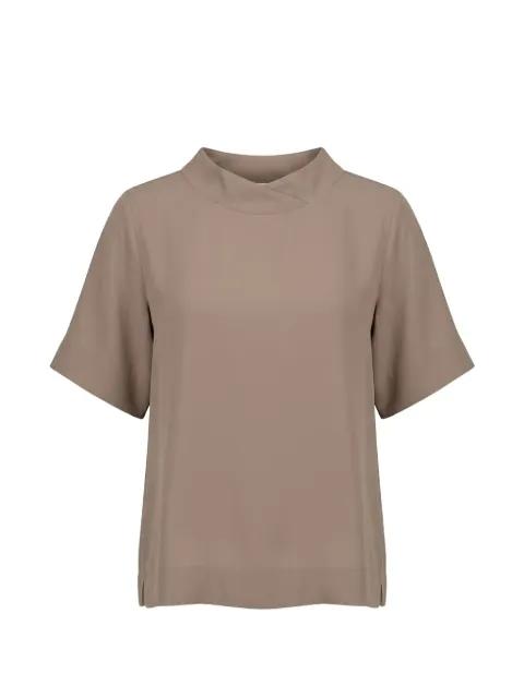 crossover-neck short-sleeve blouse by SEVENTY