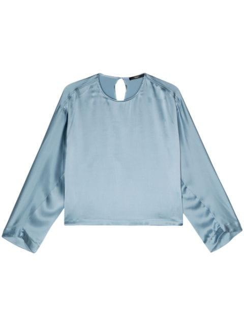 drop-shoulder satin-finish blouse by SEVENTY