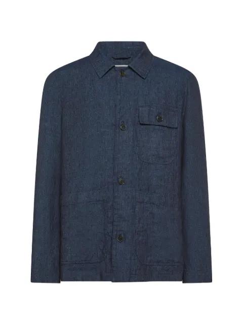 flap-pocket linen overshirt by SEVENTY