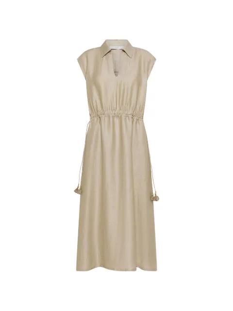 tassel-drawstring sleeveless midi dress by SEVENTY