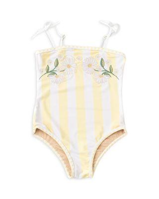 Girls' Embroidered Butter Striped Swimsuit - Little Kid by SHADE CRITTERS