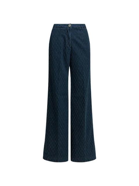 diamond-pattern embellished jeans by SHAFT JEANS