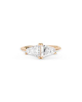 Certified Lab Grown Diamond Double Keystone Ring in 14K Yellow Gold by SHAHLA KARIMI