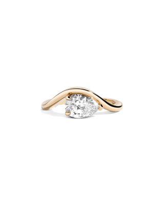 Certified Lab Grown Diamond East West Pear Eye Ring in 14K Yellow Gold by SHAHLA KARIMI