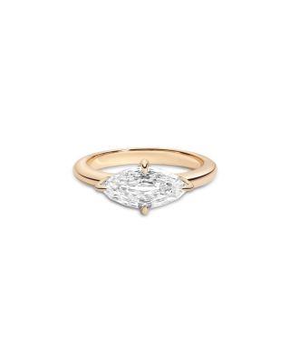 Certified Lab Grown Diamond East West Step Cut Marquis Ring in 14K Yellow Gold by SHAHLA KARIMI