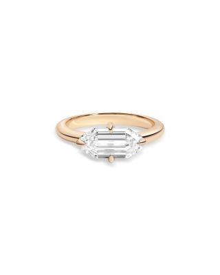 Certified Lab Grown Diamond East West Step Cut Octagon Ring in 14K Yellow Gold by SHAHLA KARIMI