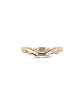 Certified Lab Grown Diamond Gaudi Batllo 2mm Curved Sea Glass Band in 14K Yellow Gold by SHAHLA KARIMI