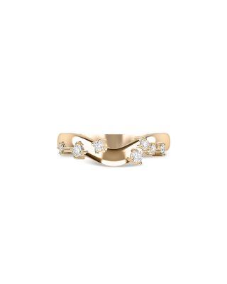 Certified Lab Grown Diamond Gaudi Batllo 3mm Curved Sea Glass Band in 14K Yellow Gold by SHAHLA KARIMI