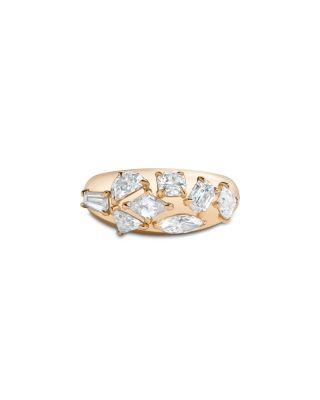 Certified Lab Grown Diamond Mixed Cut Azadi Bombe Cluster Ring in 14K Yellow Gold by SHAHLA KARIMI