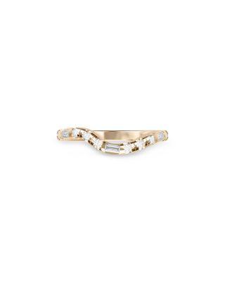 Certified Lab Grown Diamond Mixed Cut Gaudi Batllo Asymmetrical Perfect Wave Band in 14K Yellow Gold by SHAHLA KARIMI