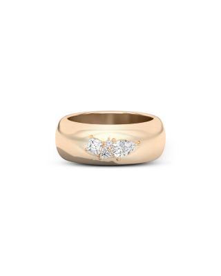 Certified Lab Grown Diamond Mixed Cut Gaudi Mosaic Cigar Band in 14K Yellow Gold by SHAHLA KARIMI