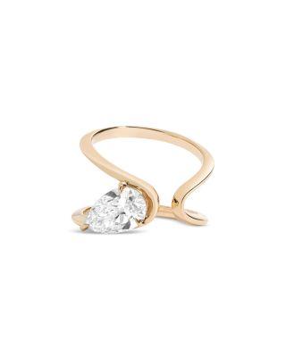 Certified Lab Grown Diamond Zaha Wrap Ring with Pear in 14K Yellow Gold by SHAHLA KARIMI