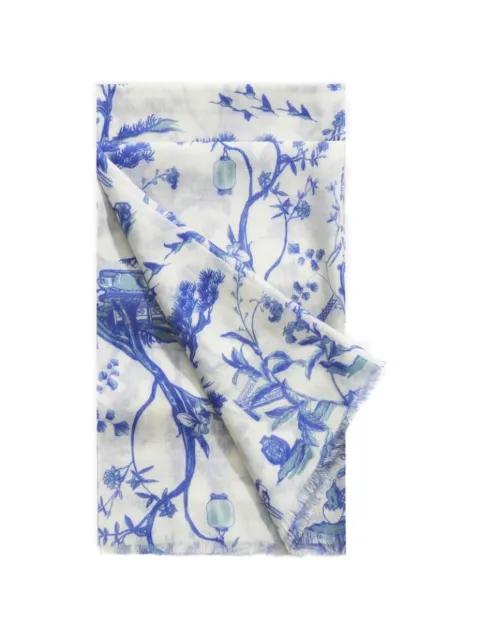 Tang floral frayed scarf by SHANGHAI TANG