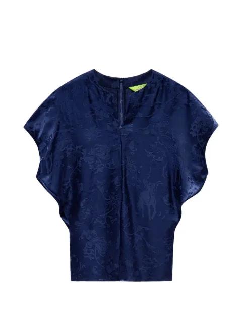 Tang jacquard batwing-sleeve top by SHANGHAI TANG