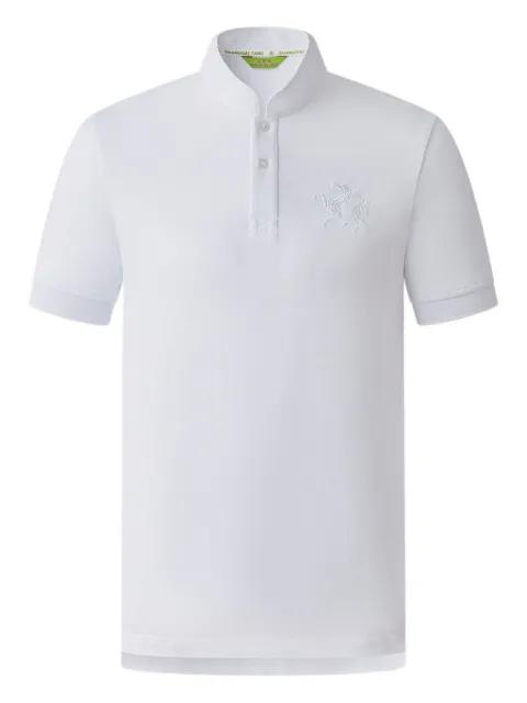 horse-embroidered mandarin-collar polo shirt by SHANGHAI TANG horse-embroidered mandarin-collar polo shirt by SHANGHAI TANG