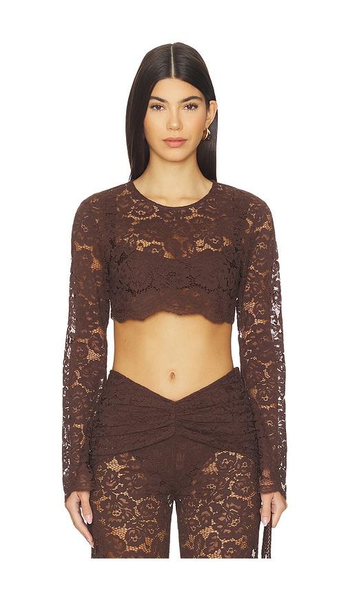 Shani Shemer Ella Crop Top in Brown by SHANI SHEMER