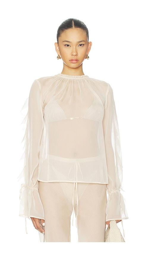 Shani Shemer Jeanie Blouse in Beige by SHANI SHEMER