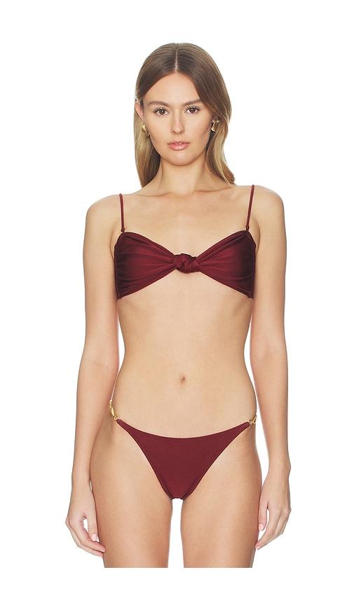 Shani Shemer Maren Bandeau Bikini Top in Burgundy by SHANI SHEMER