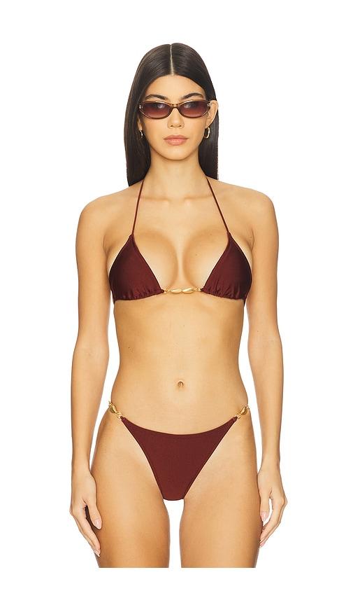 Shani Shemer Marlin Triangle Bikini Top in Burgundy by SHANI SHEMER