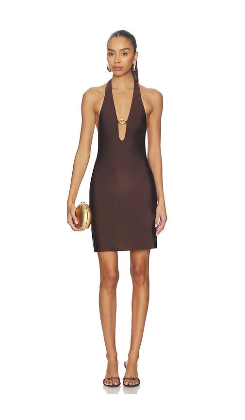Shani Shemer Miki Mini Dress in Brown by SHANI SHEMER
