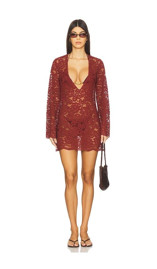 Shani Shemer Rebecca Mini Dress in Burgundy by SHANI SHEMER