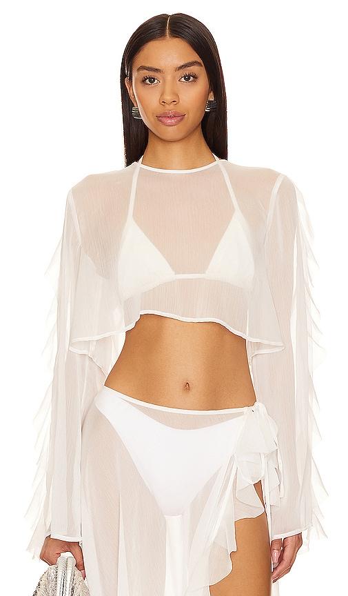 Shani Shemer Thoma Cropped Shirt in White in Cream by SHANI SHEMER