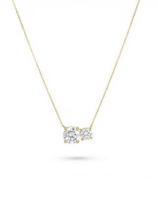 Cubic Zirconia Double Solitaire Pendant Necklace by SHASHI
