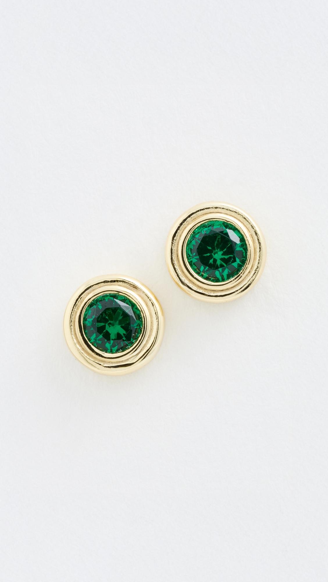 Reagan Round Emerald Studs by SHASHI
