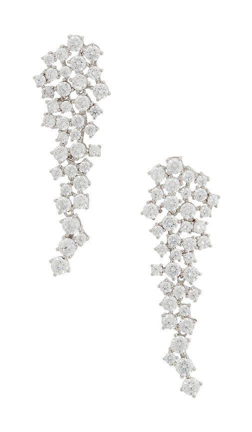 SHASHI Argent Pave Earring in Metallic Silver by SHASHI