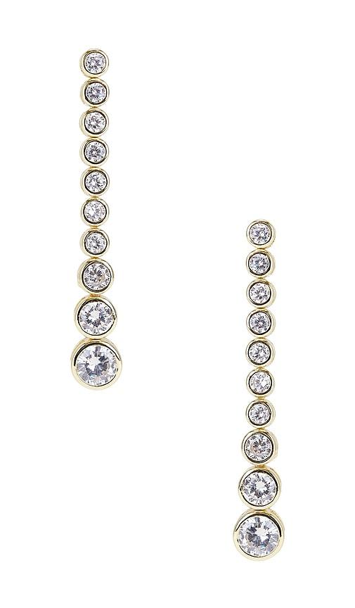 SHASHI Bezel Diamond Drop Earring in Metallic Gold by SHASHI