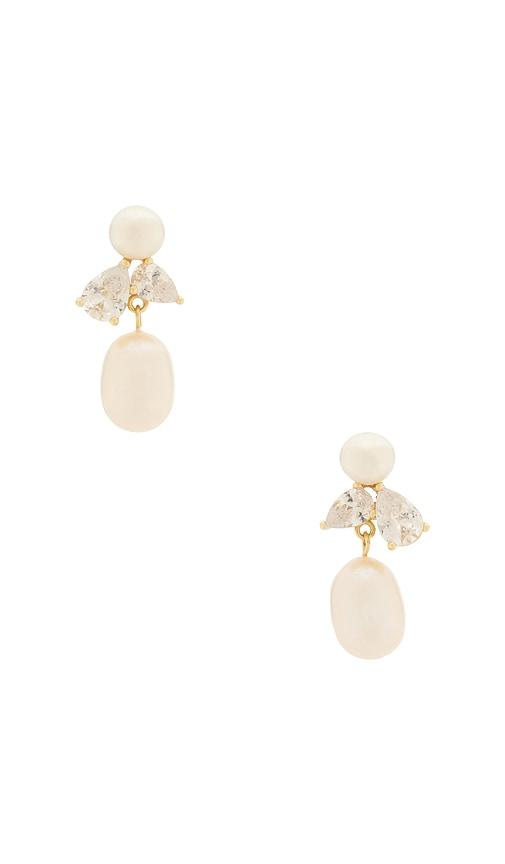 SHASHI Cecilia Pearl Earring in Metallic Gold by SHASHI