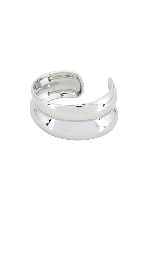 SHASHI Double Dome Cuff Bracelet in Metallic Silver by SHASHI