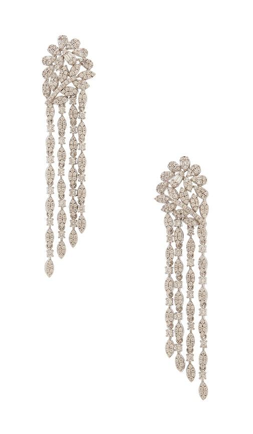 SHASHI Fleurir Drop Earring in Metallic Silver by SHASHI