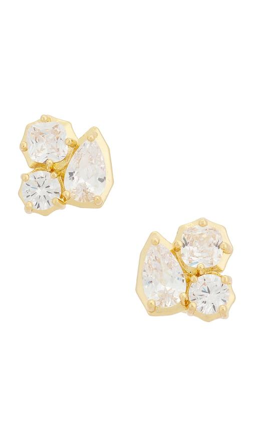 SHASHI Georgian Cut Stud Earring in Metallic Gold by SHASHI