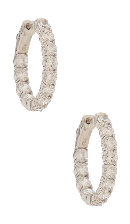 SHASHI Oval Diamond Hoop in Metallic Silver by SHASHI