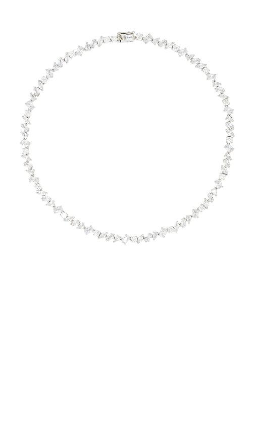 SHASHI Pear Diamond Tennis Necklace in Metallic Silver by SHASHI