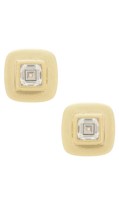 SHASHI Reagan Square Studs in Metallic Gold by SHASHI