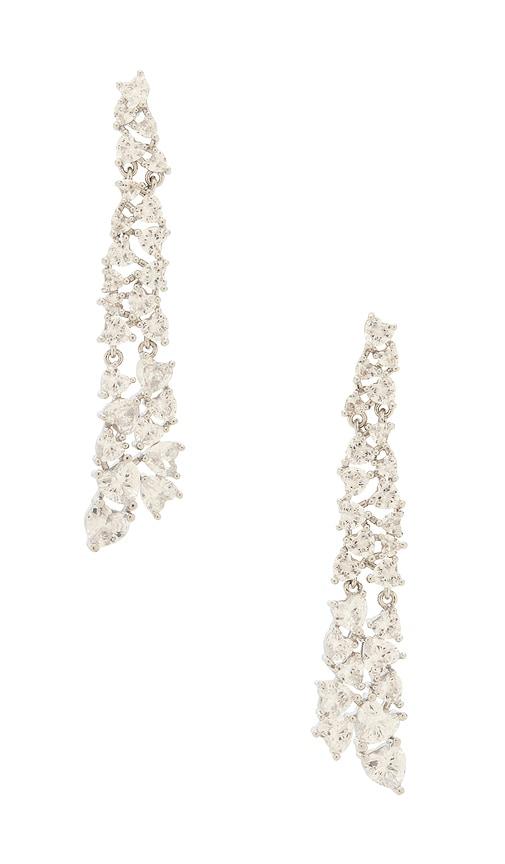 SHASHI Ren Pave Earring in Metallic Silver by SHASHI