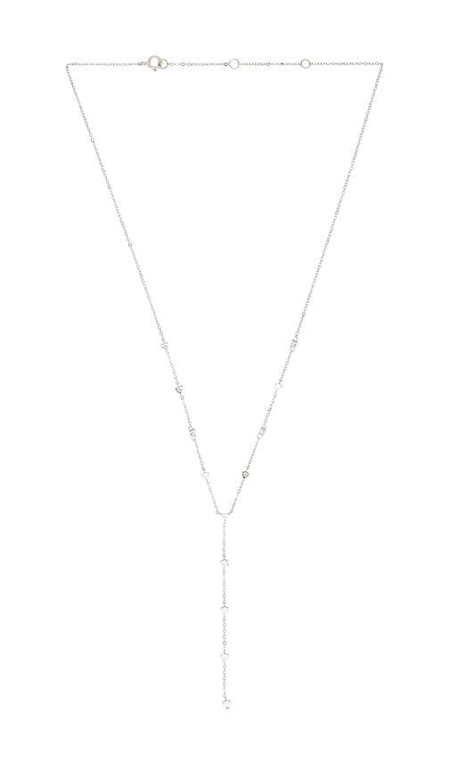 SHASHI Solitaire Station Lariat Necklace in Metallic Silver by SHASHI